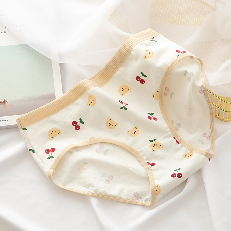 Women's Cotton Underwear Japanese Cute Briefs Mid Waist Seamless Underpants Cute Cartoon Panties Female Cotton Lingerie