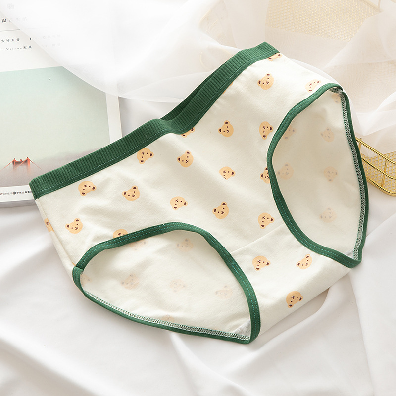 Women's Cotton Underwear Japanese Cute Briefs Mid Waist Seamless Underpants Cute Cartoon Panties Female Cotton Lingerie