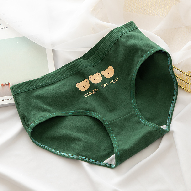 Women's Cotton Underwear Japanese Cute Briefs Mid Waist Seamless Underpants Cute Cartoon Panties Female Cotton Lingerie