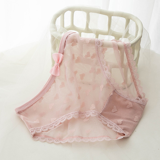 6pcs Lace Panties for Women Sexy Transparent Underwear Female Bow Briefs Breathable Intimates Mid Waist Underpants