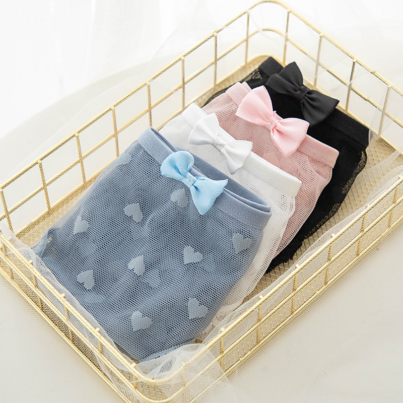 6pcs Lace Panties for Women Sexy Transparent Underwear Female Bow Briefs Breathable Intimates Mid Waist Underpants