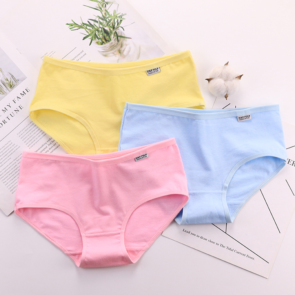 3pcs Panties Cotton Women Comfortable Mid-waist Underwear Lingeries Breathable Female Panty Briefs