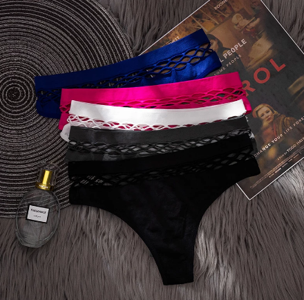 5pcs Sexy Women's Thong Panties Waist Hollow G-Strings Exotic Lingerie Breathable Nylon Underwear Ladies Thongs Underpants