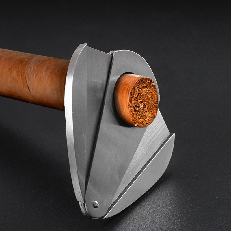Raindrop Shape Cigar Cutter Double Blades Stainless Steel Metal Pocket Gadgets Cigarette Knife Cuban Smoking Guillotine Scissors