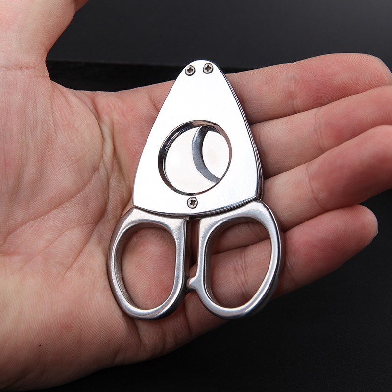 Portable Bright Chrome Silver Stainless Steel Cigar Cutter Cigar Scissors Metal Gadget Dining room appliances Tobacco-Related Products
