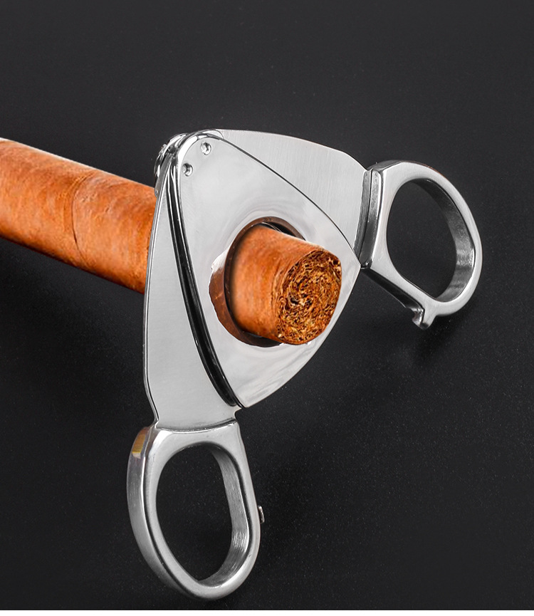 Portable Bright Chrome Silver Stainless Steel Cigar Cutter Cigar Scissors Metal Gadget Dining room appliances Tobacco-Related Products