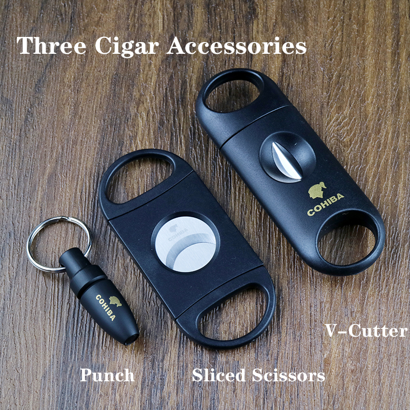 Cigar Set Portable Cutter V-Cut Sharp Stainless Steel Blade Cigars Guillotine Puncher Cutting Knife Cigar Accessory