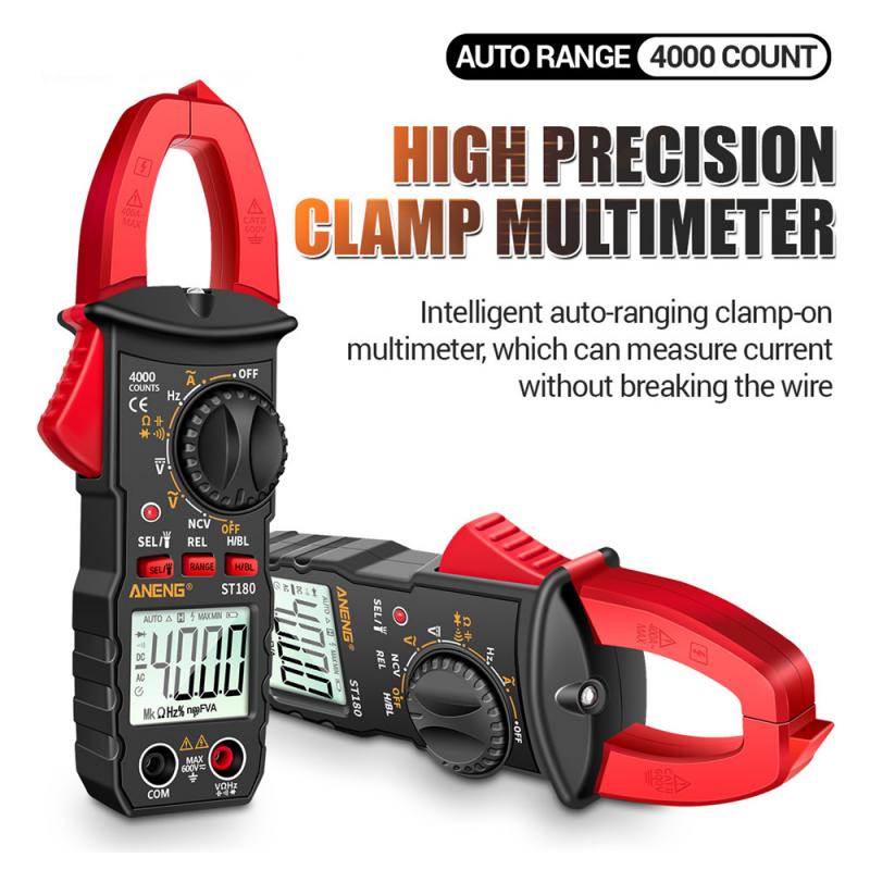 ST180 4000 Counts Digital Clamp Meter AC Current Multimeter Ammeter Voltage Tester Car Amp Hz Capacitance