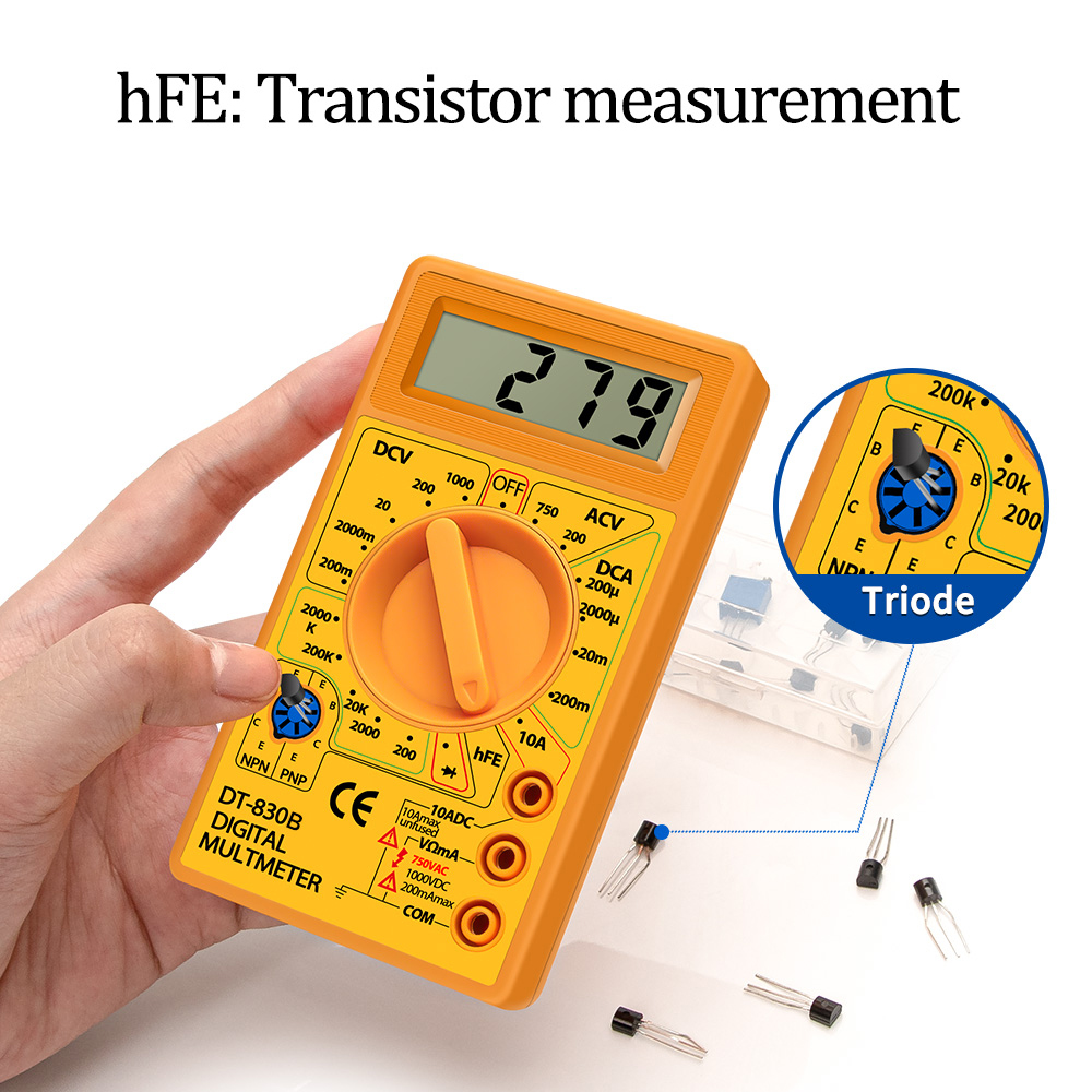 Handheld DT830B Digital Multimeter AC/DC LCD Mini Voltmeter Ammeter Ohm Tester 750/1000V High Safety Handheld Meter With Probe