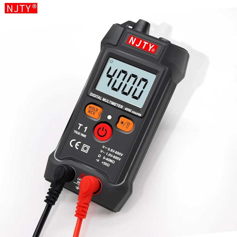 T1 Mini Digital Multimeter 4000 Counts Auto Ranging TRMS AC/DC Voltage resistance NCV with Backlight+flashlight