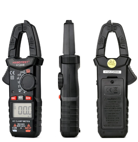 HT200A Current Clamp Multimeter Professional Automotive Tester Digital True RMS Ohm Hz 600V AC DC Capacitance Amp Meter