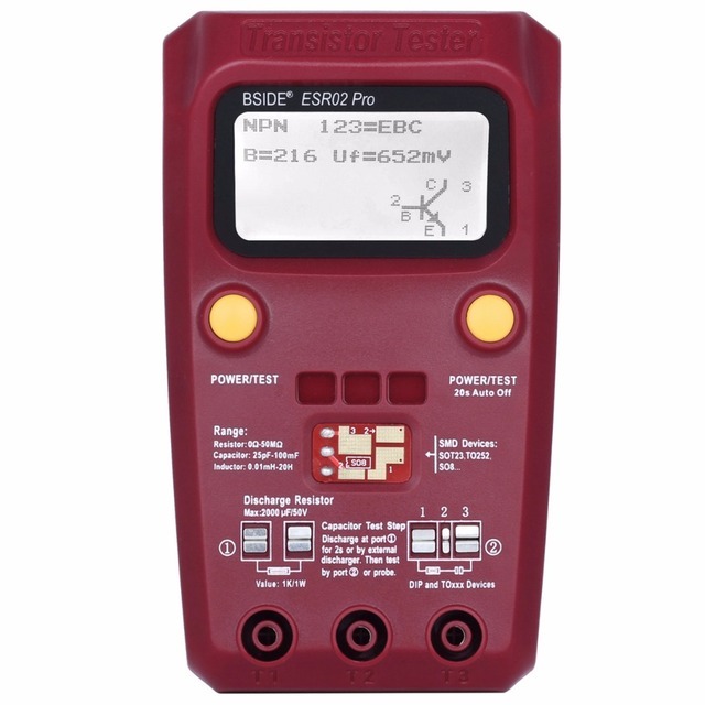Multi-purpose Transistor ESR Tester ESR02pro Smart Diode Triode Capacitance Resistor Meter LCD meter