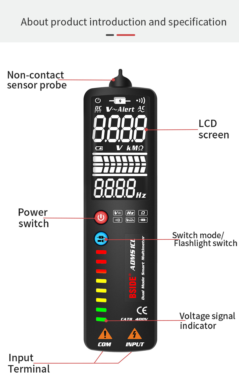 ADMS1CL Multimeter Voltmeter Professional Digital Multimeter Tester A3007/A3008 Auto Sensor Pen Tester 6000 Counts Voltage Test