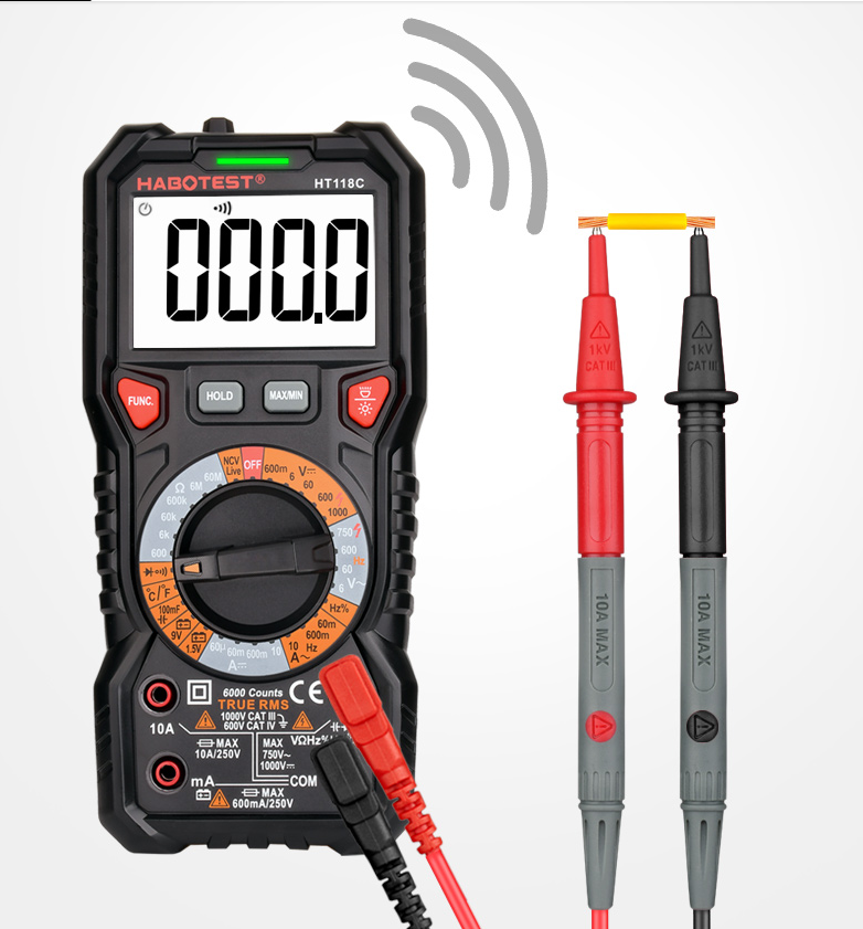 HT118C Automotive Digital Multimeter HZ Ohm Capacitance NCV LIVE Duty AC DC Voltmeter Multimetro True RMS Smart Multi Tester