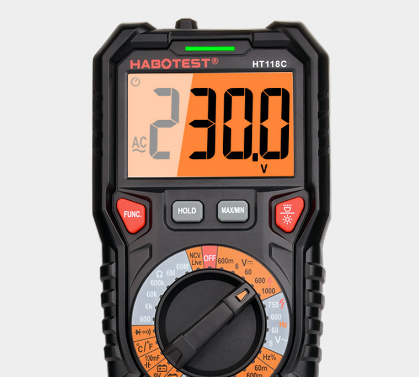HT118C Automotive Digital Multimeter HZ Ohm Capacitance NCV LIVE Duty AC DC Voltmeter Multimetro True RMS Smart Multi Tester