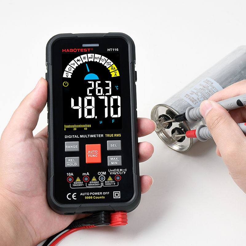 Smart Multimeter Digital Professional Automotive Tester 1000V AC DC Hz Ohm Capacitance Temperature Tester HT116
