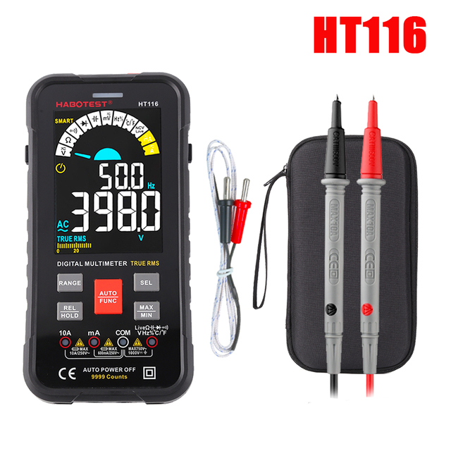 Smart Multimeter Digital Professional Automotive Tester 1000V AC DC Hz Ohm Capacitance Temperature Tester HT116