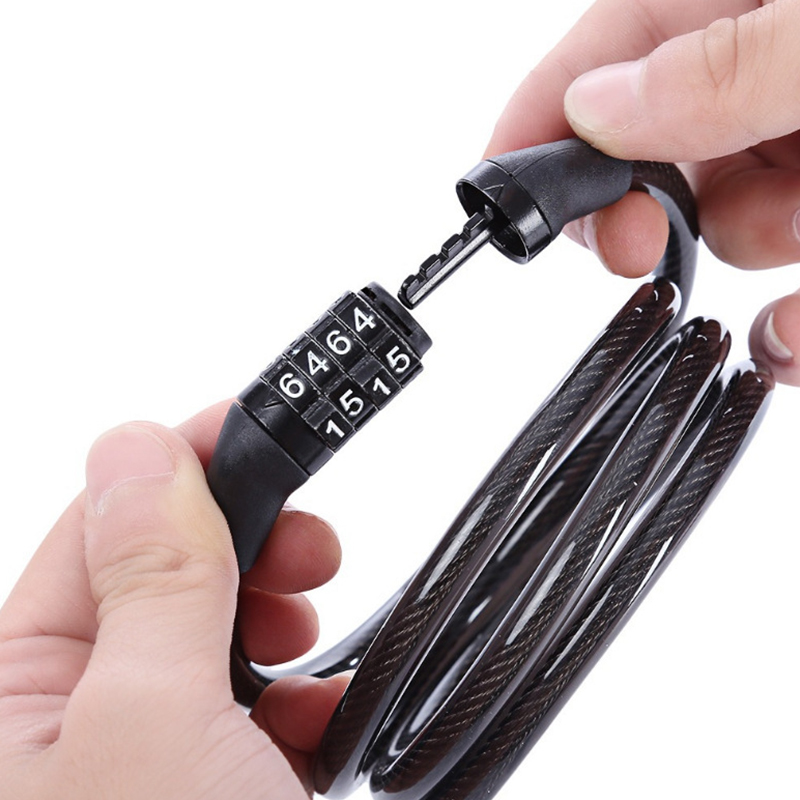 Code Password Bicycle Lock 4 Digit Code Anti-Theft Spiral Steel Cable Bike Lock Bicycle Locker Bicycle Accessories 1m