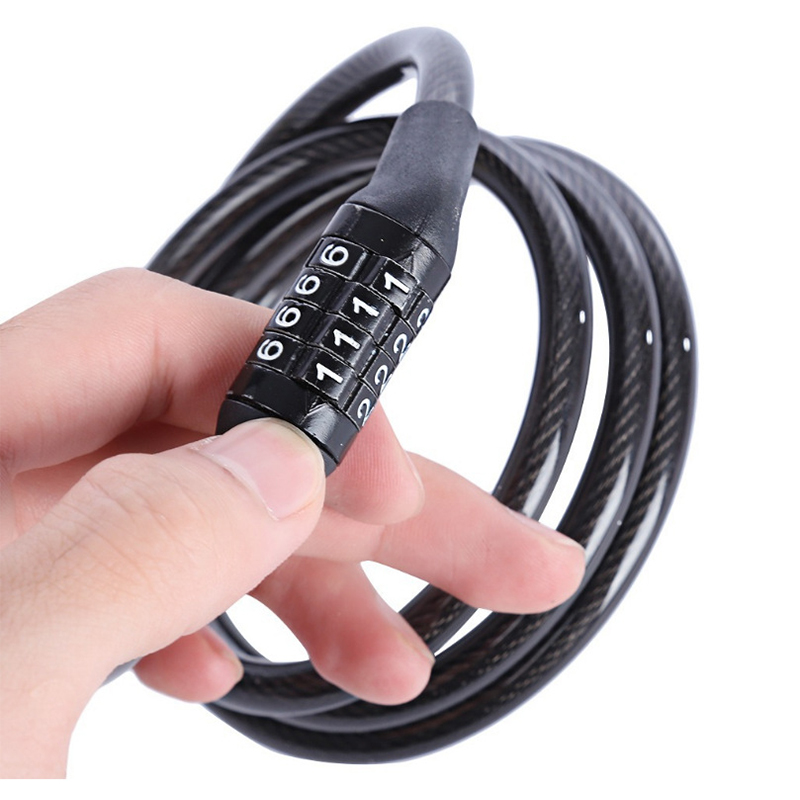 Code Password Bicycle Lock 4 Digit Code Anti-Theft Spiral Steel Cable Bike Lock Bicycle Locker Bicycle Accessories 1m