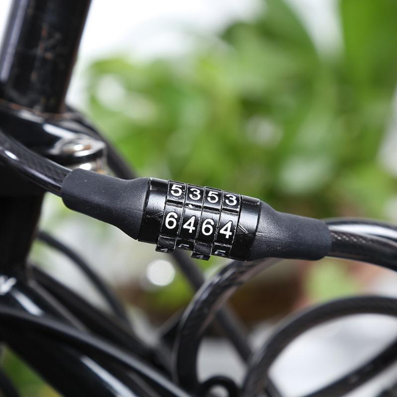 Code Password Bicycle Lock 4 Digit Code Anti-Theft Spiral Steel Cable Bike Lock Bicycle Locker Bicycle Accessories 1m