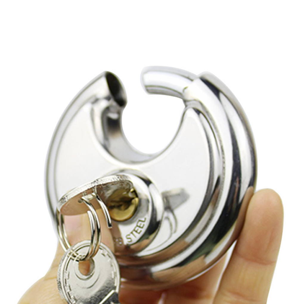 Stainless Steel Anti-Theft Padlock Large Round Discus Lock for Warehouse Door Bicycle and Window 60mm
