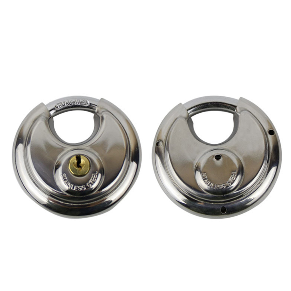 Stainless Steel Anti-Theft Padlock Large Round Discus Lock for Warehouse Door Bicycle and Window 60mm