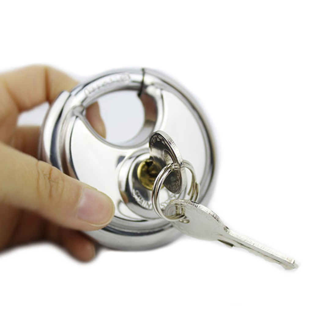 Stainless Steel Anti-Theft Padlock Large Round Discus Lock for Warehouse Door Bicycle and Window 60mm