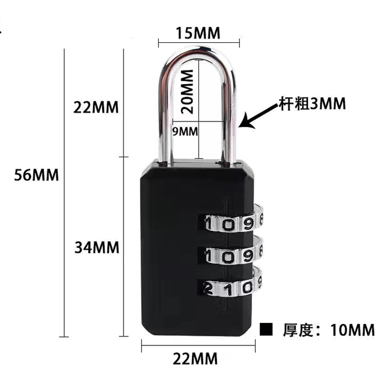 3 Dial Digit Number Combination Password Lock Travel Security Protect Locker Suitcase for Luggage/Bag/Backpack/Drawer Small