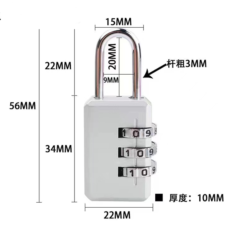 3 Dial Digit Number Combination Password Lock Travel Security Protect Locker Suitcase for Luggage/Bag/Backpack/Drawer Small