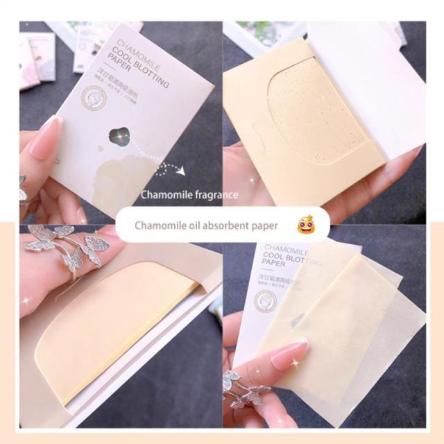 200pcs /2pack Oil Blotting Paper Green Tea Chamomile Oil Control Sheets Face Cleaning Absorbent Paper Facial Beauty Makeup Tool Purple