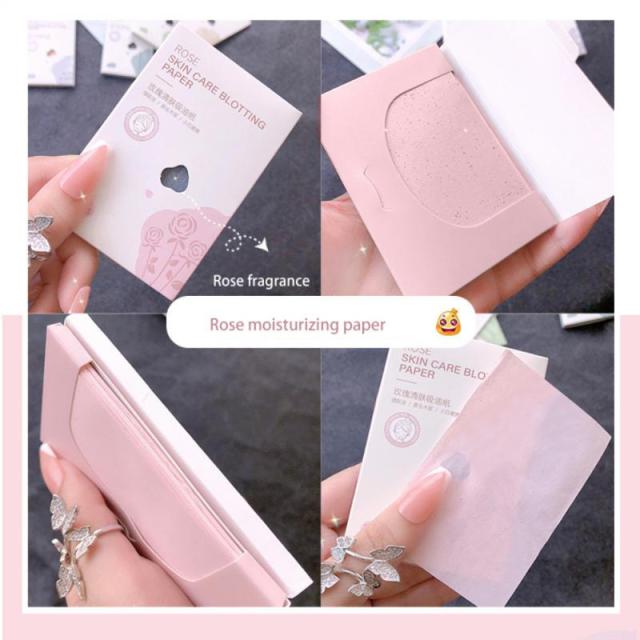 200pcs /2pack Oil Blotting Paper Green Tea Chamomile Oil Control Sheets Face Cleaning Absorbent Paper Facial Beauty Makeup Tool Purple