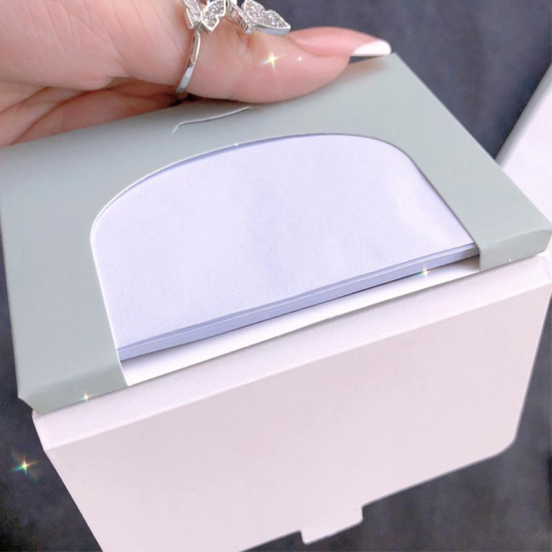 200pcs /2pack Oil Blotting Paper Green Tea Chamomile Oil Control Sheets Face Cleaning Absorbent Paper Facial Beauty Makeup Tool Purple