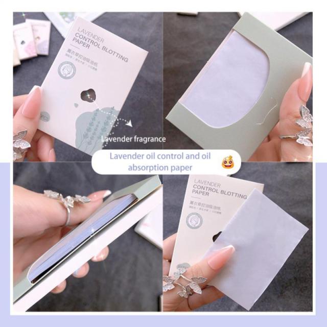 200pcs /2pack Oil Blotting Paper Green Tea Chamomile Oil Control Sheets Face Cleaning Absorbent Paper Facial Beauty Makeup Tool Purple