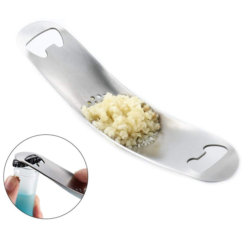 Kitchen gadget Curved Garlic Press Stainless Steel Multi-function Manual Garlic Creative Cloves Kitchen Garlic Press Tool