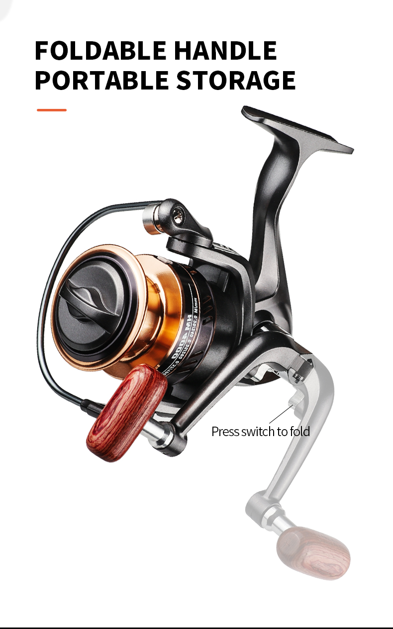 Fishing Reel HM1000-7000 Spinning Reel Reel Fishing 5.2:1 High Speed Metal Spool Coil Fishing Reel Reel