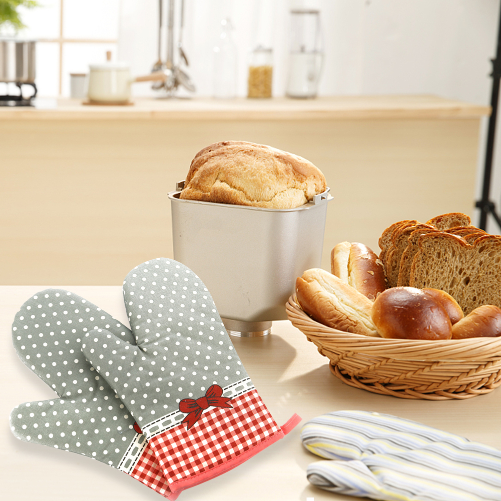 2pcs Baking Silicone Gloves Microwave Oven Baking Gloves Kitchen Anti-scald Anti-slip Silicone Mitten BBQ Oven Pot Holder Mitt