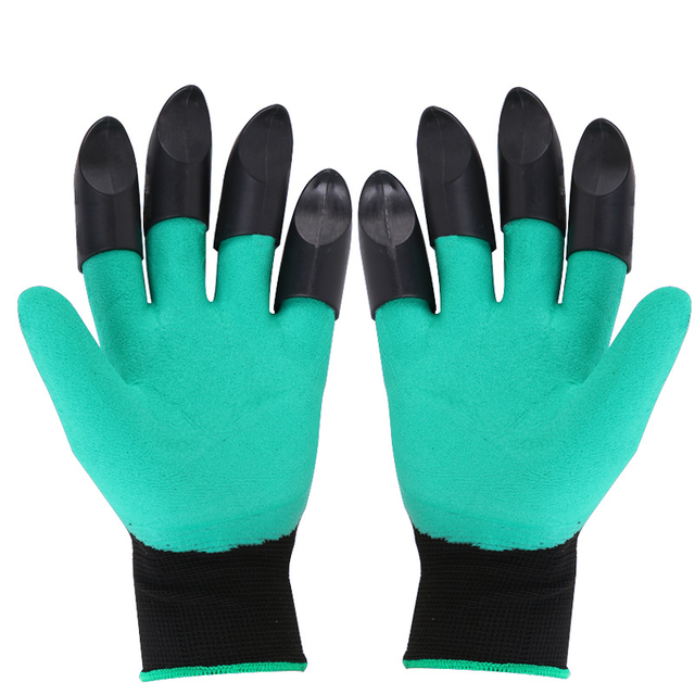 1 pair Gardening Gloves with Claws ABS Plastic Soil Claws Hand Guards Waterproof Outdoor Planting Rubber Gloves