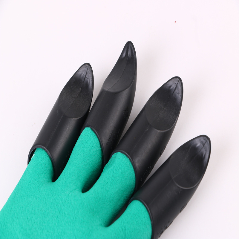1 pair Gardening Gloves with Claws ABS Plastic Soil Claws Hand Guards Waterproof Outdoor Planting Rubber Gloves