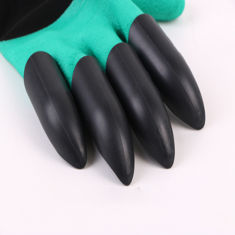 1 pair Gardening Gloves with Claws ABS Plastic Soil Claws Hand Guards Waterproof Outdoor Planting Rubber Gloves