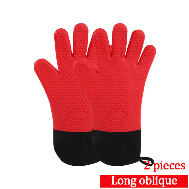 2pcs Silicone Heat-Resistant Gloves Cooking Barbecue Silicone Kitchen Microwave Mittens Grill Oven Anti-Scalding Mitts