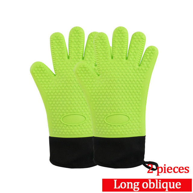 2pcs Silicone Heat-Resistant Gloves Cooking Barbecue Silicone Kitchen Microwave Mittens Grill Oven Anti-Scalding Mitts