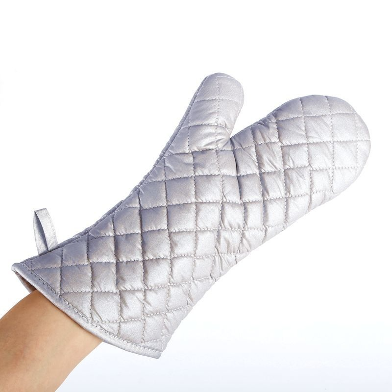 2pcs Dining room Kitchen 37cm long silver oven microwave oven heat insulation high temperature resistant gloves for barbecue cooking and baking