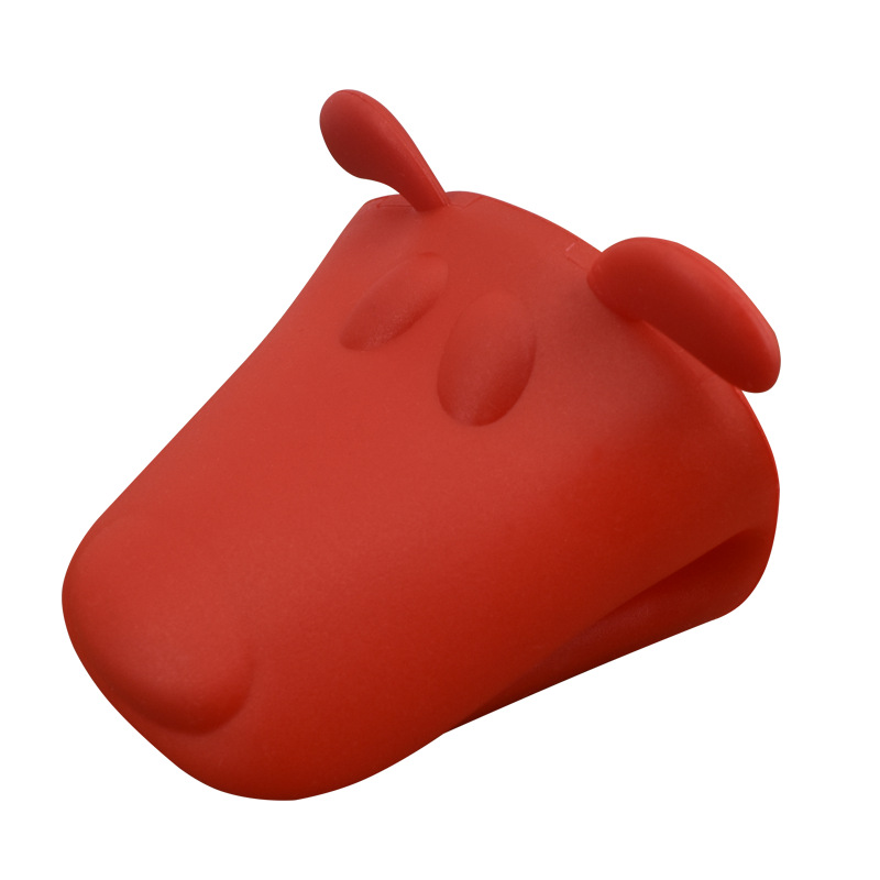 1pair Cute Dog Heat-Resistant Kitchen Oven Holder BBQ Baking Silicone Mitt Glove Tool