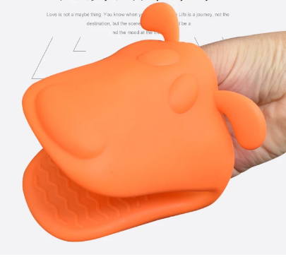 1pair Cute Dog Heat-Resistant Kitchen Oven Holder BBQ Baking Silicone Mitt Glove Tool