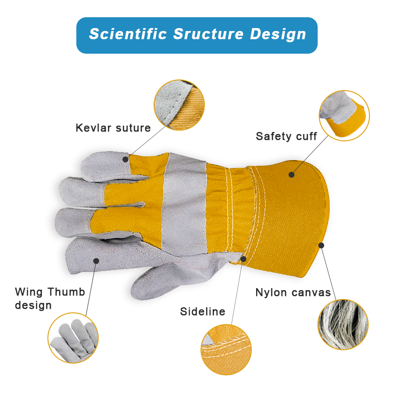 Dining room Kitchen Fireproof Leather Man Work Gloves Cowsplit Leather Gloves Safety Gardening Glove Mechanic Welding Anti-cut Gloves