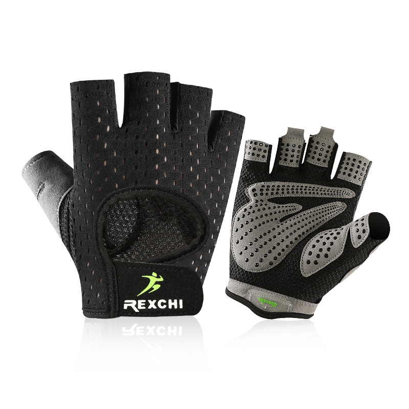 1Pair Sports Gloves Bicycle Heavy Weight Palm Shock Absorbing Wear Resistant Non Slip Half Finger Bike Riding Gloves