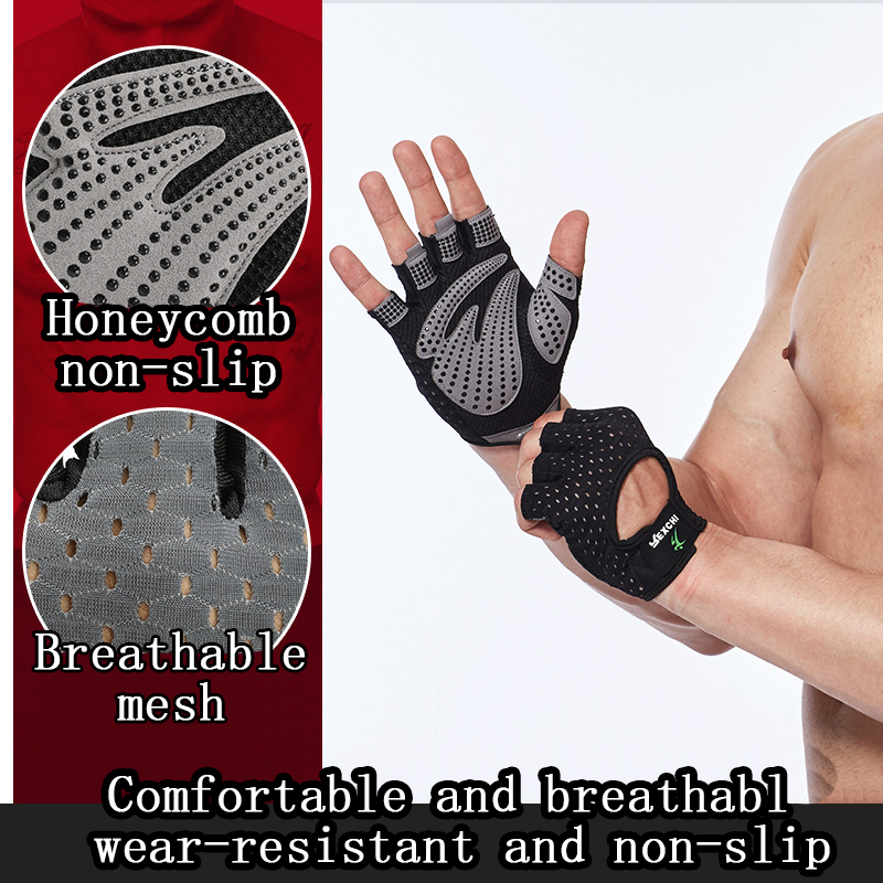 1Pair Sports Gloves Bicycle Heavy Weight Palm Shock Absorbing Wear Resistant Non Slip Half Finger Bike Riding Gloves