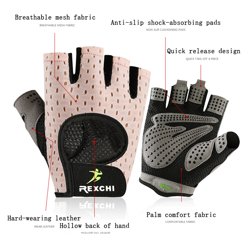1Pair Sports Gloves Bicycle Heavy Weight Palm Shock Absorbing Wear Resistant Non Slip Half Finger Bike Riding Gloves