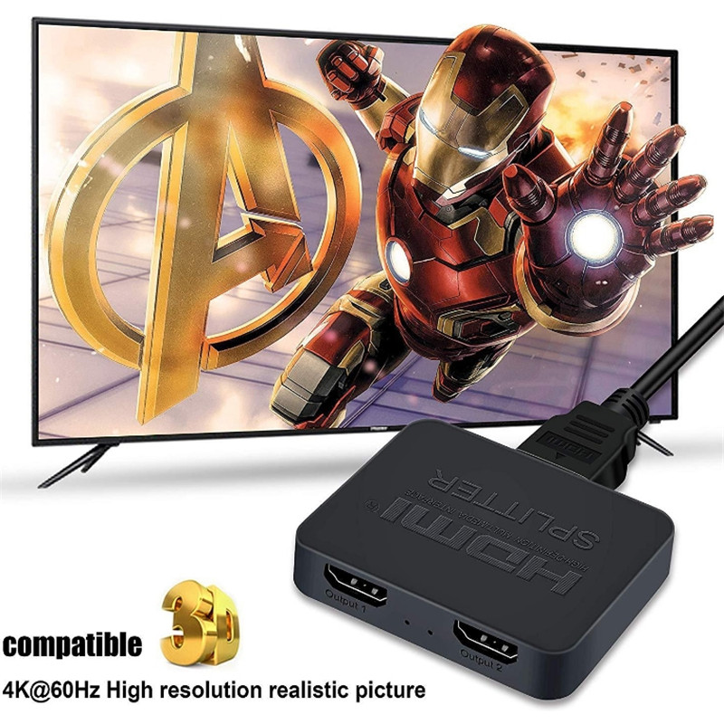 1x2 Switch Splitter HDMI-compatible 4k 30hz 1 in 2 Out for Dual Monitors Full HD 1080P 3D Come with High Speed HDMI Cable