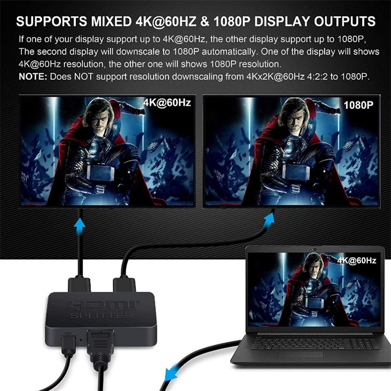1x2 Switch Splitter HDMI-compatible 4k 30hz 1 in 2 Out for Dual Monitors Full HD 1080P 3D Come with High Speed HDMI Cable